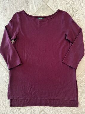 Halogen Boatneck 3/4 Sleeve Tunic - Plum, size XS
